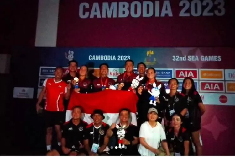 podium cabor tenis di Sea Games 2023 Kamboja gelap total (Instagram @tenisindonesia)