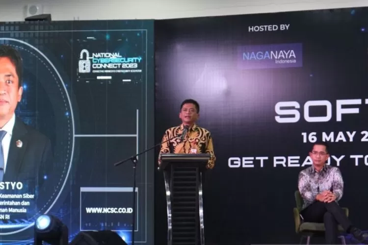 Deputi Bidang Keamanan Siber &amp; Sandi Pemerintahan dan Pembangunan Manusia BSSN RI, Sulistyo, pada acara soft launching acara &ldquo;National Cybersecurity Connect 2023&rdquo; di Jakarta, Selasa (16/5)  (ANTARA/Pamela Sakina)