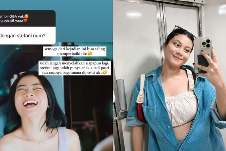 Kolase potret tanggapan Hanum dari Q&amp;A mengenai selingkuhan suaminya dengan sosok Hanum Mega yang sedang miror selfie (Instagram @real.hanummegaa)