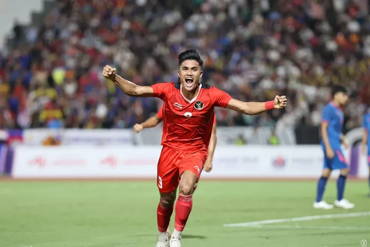 Potret Ramadhan Sananta melakukan selebrasi gol pada perhelatan SEA Games 2023 (Instagram @pssi)