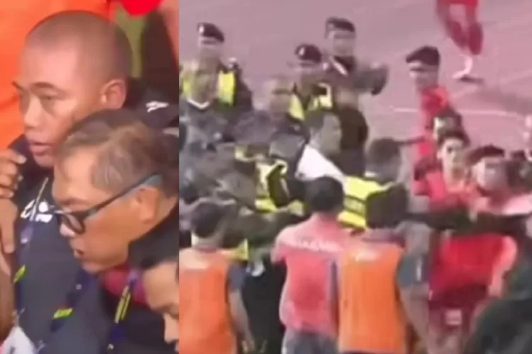 Manajer Timnas Indonesia Sumardji yang nyaris tumbang.  (FOTO IG garudarevolutio.ina)