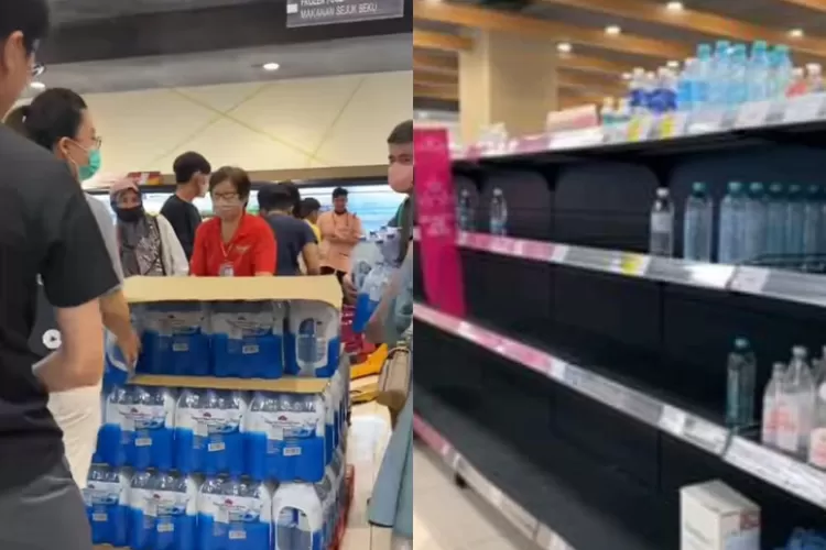 Terjadi panic buying di Malaysia akibat krisis air (Tiktok @/finazeffendy76)