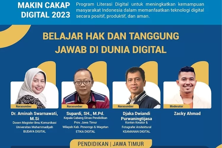 Diskusi virtual bertema &ldquo;Belajar Hak dan Tanggung Jawab di Dunia Digital&rdquo; diselenggarakan Kemenkominfo bekerja sama dengan Siberkreasi Indonesia.