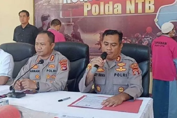 Polda NTB gelar pers confrence pencabulan santri di Lombok Timur. (Suara Karya/Ist)