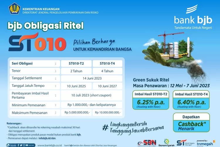 bank bjb ikut memasarkan SBN Ritel ST010 dengan beragam penawaran menarik. (ayopontianak.com/dok. bank bjb)