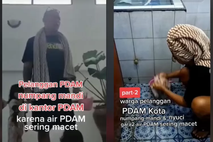 pria nekat mandi dan mencuci di kantor PDAM Malang