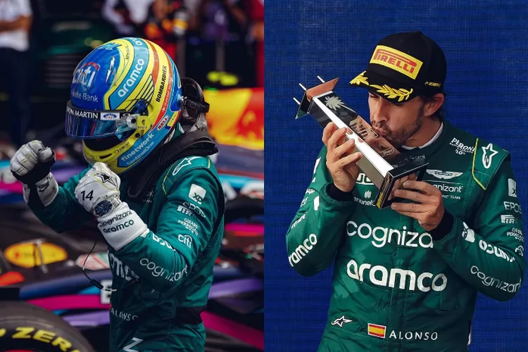 Potret Fernando Alonso saat mendapatkan podium Formula 1 di Grand Prix Miami Honda (Instagram @astonmartinf1)