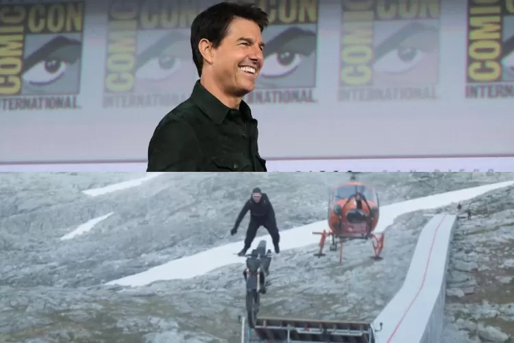 Tom Cruise terlihat sedang melakukan aksi berbahaya untuk adegan di Mission Impossible Dead Reckoning Part One. (Tom Cruise/Instagram)