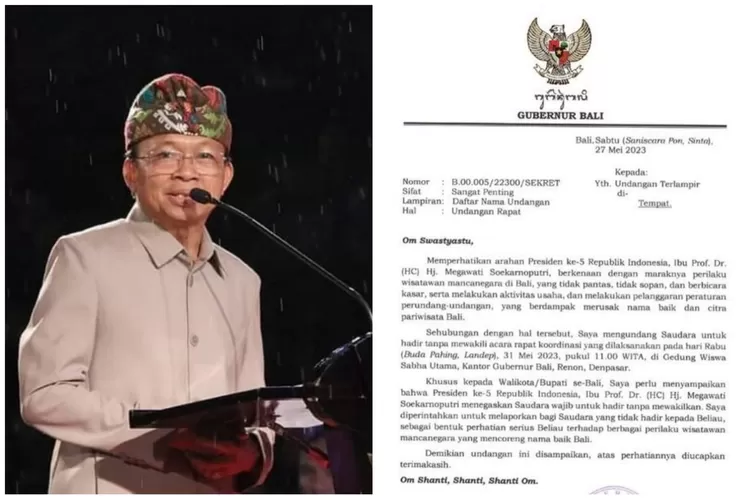 Gubernur Bali membuat surat atas nama Megawati