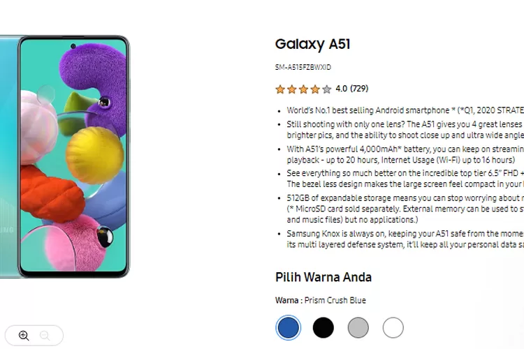 Spesifikasi Dan Harga Samsung Galaxy A51 (samsung.com)