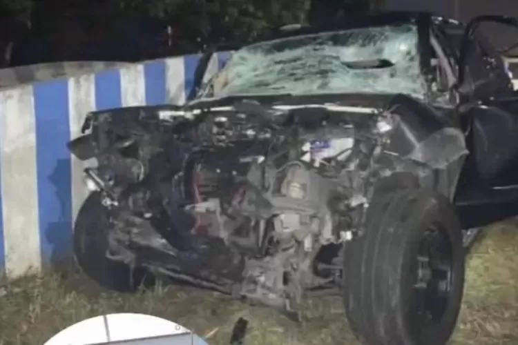 Kondisi mobil Angela Lee pasca mengalami kecelakaan pada 26/05/2023 (Instagram @alessandroriccardo)