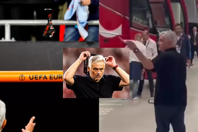 AS Roma Kalah di Final UEL, Jose Mourinho Lempar Medali dan Kejar Wasit sampai Parkiran Bus, Ini Penyebabnya (Kolase)