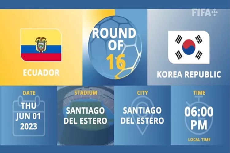 Ekuador U20 vs Korea Selatan U20 Piala Dunia U20 2023, Ekuador Kalah 2 Kali (Tangkapan Layar fifa.com)