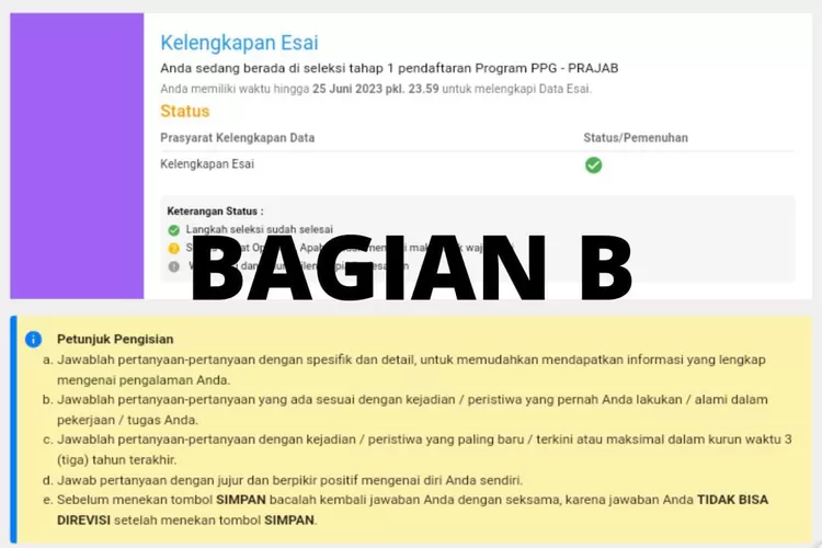 Contoh jawaban soal esai PPG Prajabatan Bagian B ./ Tangkapan layar Akun SIMPKB (JAKARTA INSIDER)