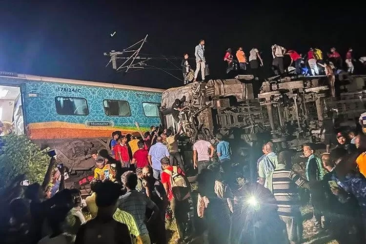 Lokasi kecelakaan kereta api India. (The Korea Times)
