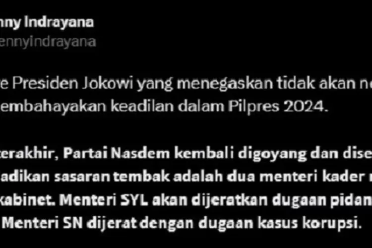 Denny Indrayana Bocorkan Dua Menteri NasDem Akan Dipidana, Gak Bahaya ...