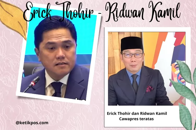 Erick Thohir dan Ridwan Kamil bersaing menempati posisi teratas cawapres pilihan masyarakat Indonesia (kolase foto tangkapan layar @erickrhohir dan @ridwankamil)