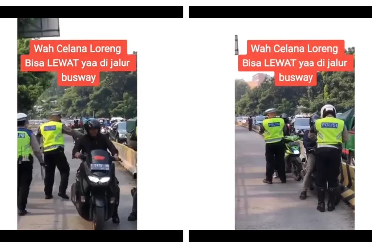 Viral di Media Sosial Pengendara Sepeda Motor Bercelana Loreng Tidak Ditilang Saat Lewat Jalur Busway
