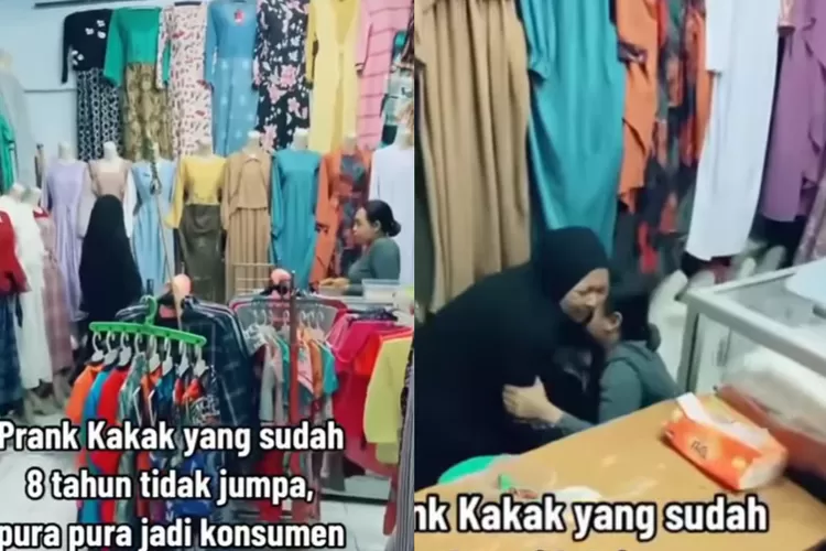 Viral video momen haru adik bertemu kakanya setelah 8 tahun tidak berjumpa dan pura-pura jadi pembeli. (Instagram.com/@video_medsos)