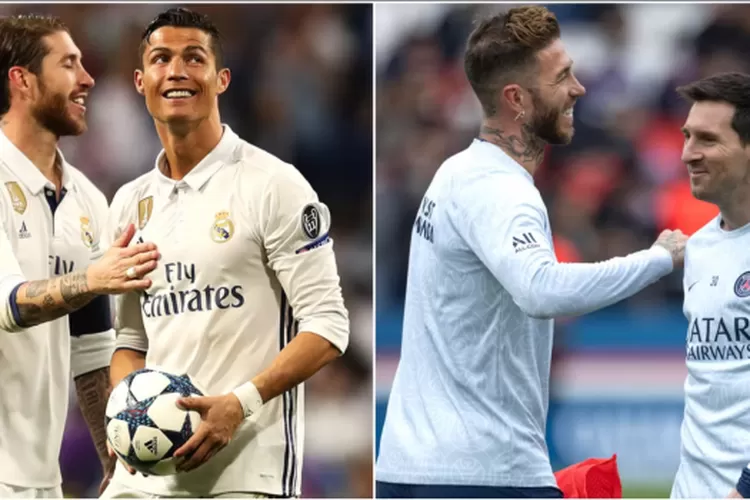 Sergio Ramos bersama Lionel Messi dan Cristiano Ronaldo (givemesport.com)