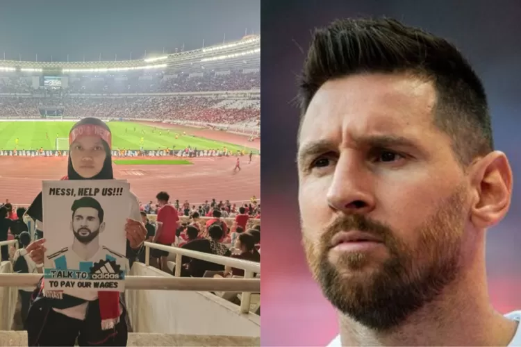 aksi protes buruh Adidas usai terkena potongan gaji dan PHK malah minta tolong Lionel Messi berharap bisa membantu dan peduli (Twitter Emelia Yanti Siahaan)