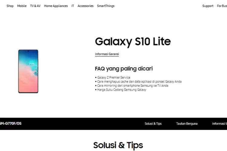 Spesifikasi Dan Harga Samsung Galaxy S10 Lite  (samsung.com)