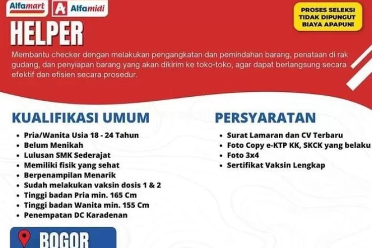 Lowongan kerja Alfamart terbaru. (instagram/@alfamartkarir_bogor)