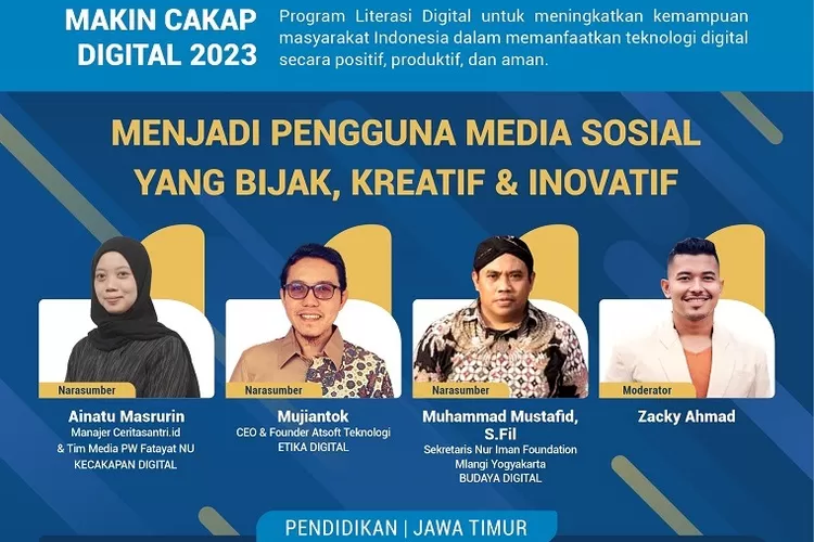 Diskusi virtual bertema &ldquo;Menjadi Pengguna Media Sosial yang Bijak, Kreatif dan Inovatif&rdquo; yang diselenggarakan Kementerian Komunikasi dan Informatika (Kemenkominfo) bekerja sama dengan Siberkreasi Indonesia