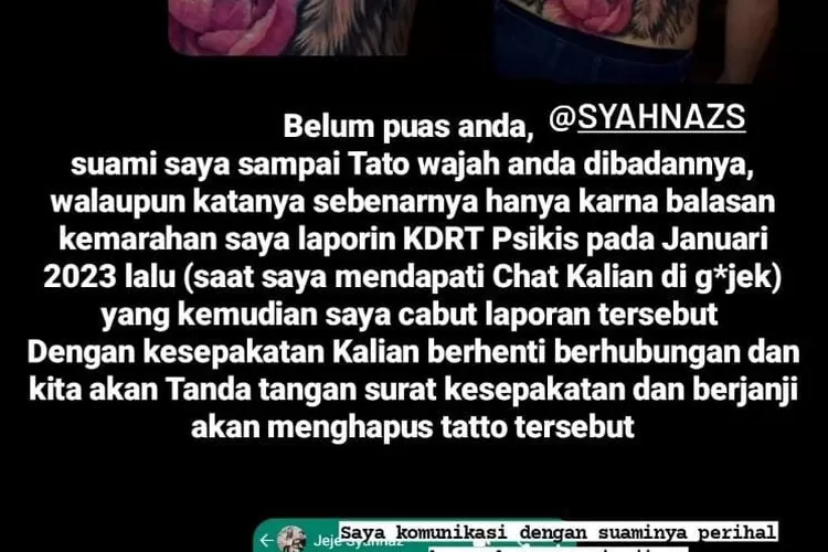 Lady Nayoan Ungkap Alasan Rendy Kjaernett Pasang Tato Wajah Syahnaz di Punggungnya (Tangkap Layar)