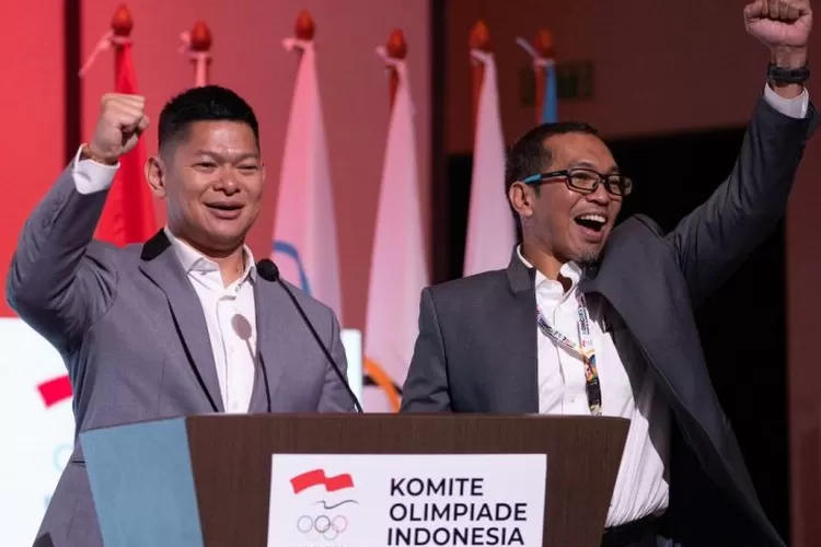 Raja Sapta Oktohari dan Ismail Ning (kanan) terpilih menjadi Ketua Umum dan Wakil Ketua Umum KOI/NOC Indonesia 2023 - 2027 (NOC Indonesia)