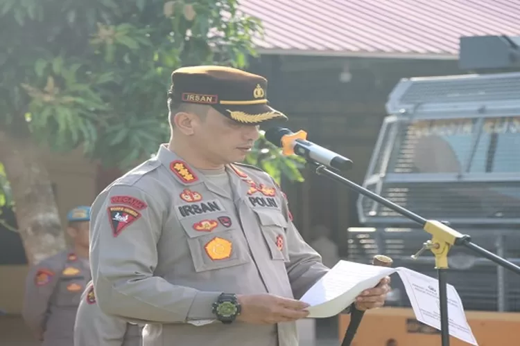 Kapolresta Deli Serdang Kombes Pol. Irsan Sinuhaji  pimpin Upacara Kenaikan Pangkat  (Realitasonline.id/Zul)