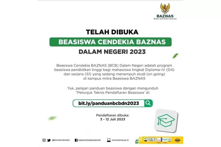 MAHASISWA SEGERA DAFTAR! Beasiswa Cendekia Baznas Dibuka Juli 2023, Cek ...