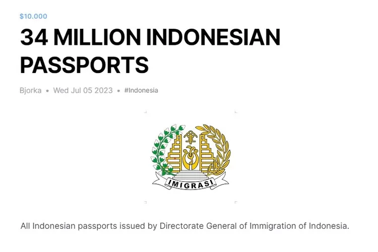 Hacker Bjorka retas 34 juta data Paspor Indonesia  (Twitter/@secgron)