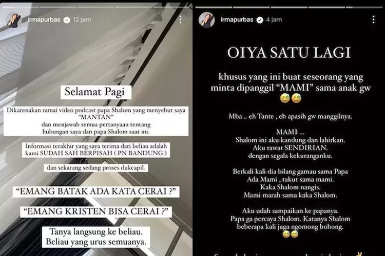 Instagram Story Irma Purba.  (Sumber: Instagram @irmapurbas)