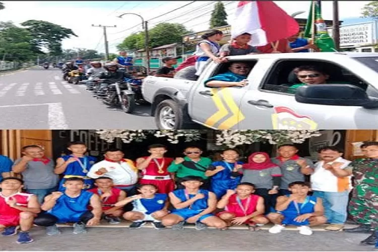 PERTINA Siantar melakukan arak arakan atas keberhasilan atlet tinju di Kejuaraan terbuka piala Bupati Phakpak Barat  (Realitasonline.id/SS)