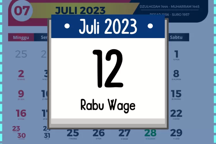 Pembacaan Kalender Jawa Hari ini Rabu 12 Juli 2023 Lengkap