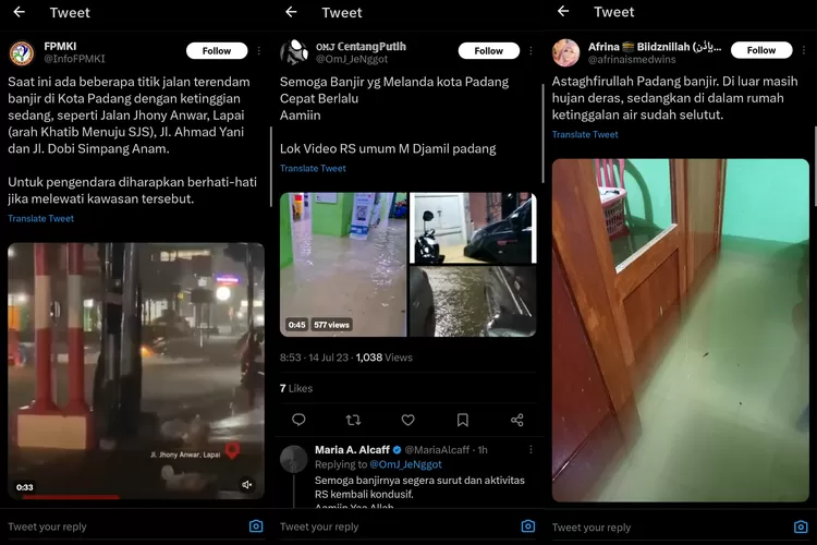 Laporan Banjir Padang di Twitter