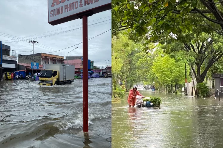 Titik banjir di Jl. S Parman, Ulak Karang, Padang yang menyebabkan kendaraan mati mesin dan menyebabkan macet. (Twitter/@superemenn)