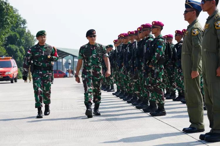 118 prajurit TNI gabungan tiga matra untuk diberangkatkan ke Australia dalam rangka mengikuti Latihan Gabungan Bersama (Latgabma) Talisman Sabre 2023. Foto: Puspen TNI