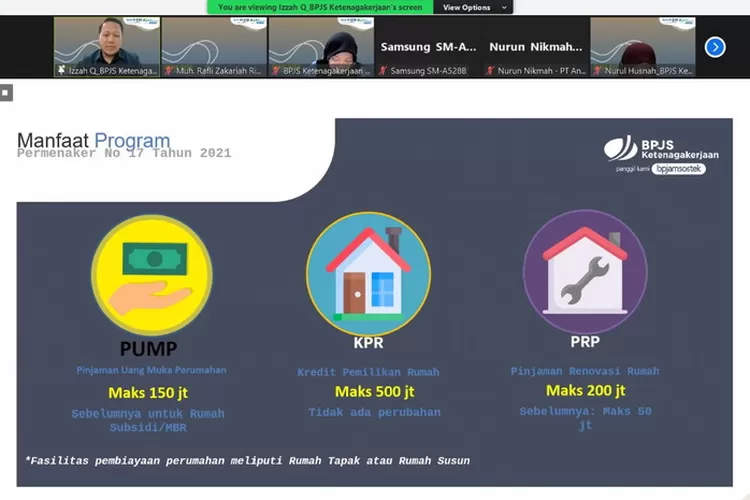 Tangkapan layar saat webiner Samarasa yang digelar BPJS Ketenagakerjaan Surabaya Darmo