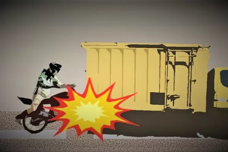 Ilustrasi kecelakaan tunggal sepeda motor menambran truk sedang parkir berhenti  (Dok)