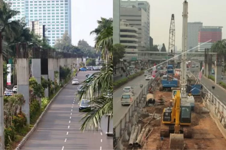  Sejumlah tiang proyek monorel Jakarta yang mangkrak selama beberapa tahun (VOI )
