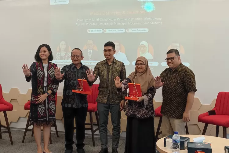 Media Gathering  terkait  penanganan  dan penanggulangan  stunting  digelar  oleh  Yayasan Edukasi Farmers di Gedung Tanoto Foundation,  Jakarta, Rabu (26/7/2923). Farmes