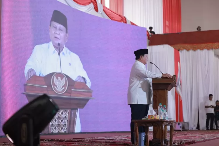 Saat rapat APDESI 2023 di Jambi Menhan Prabowo ingatkan Kepala Desa agar jaga dana desa.  (Dok Kemhan RI. )
