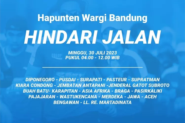 Warga Bandung hindari jalan ini di hari Minggu 30 Juli 2023 karena akan ada acara Pocari Sweat Run Indonesia 2023 (dok. Pocari Sweat)