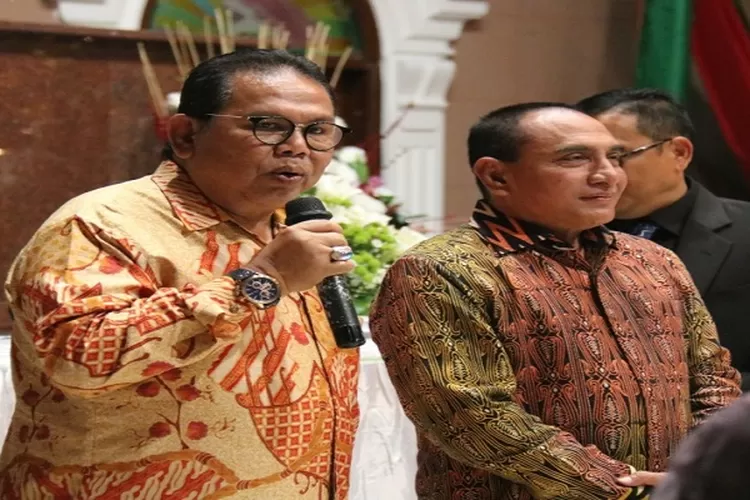 Ketua DPRD Sumut Baskami Ginting saat bersama Gubsu Edy Rahmayadi yang akan berakhir masa jabatannya (Realitasonline.id/mis)