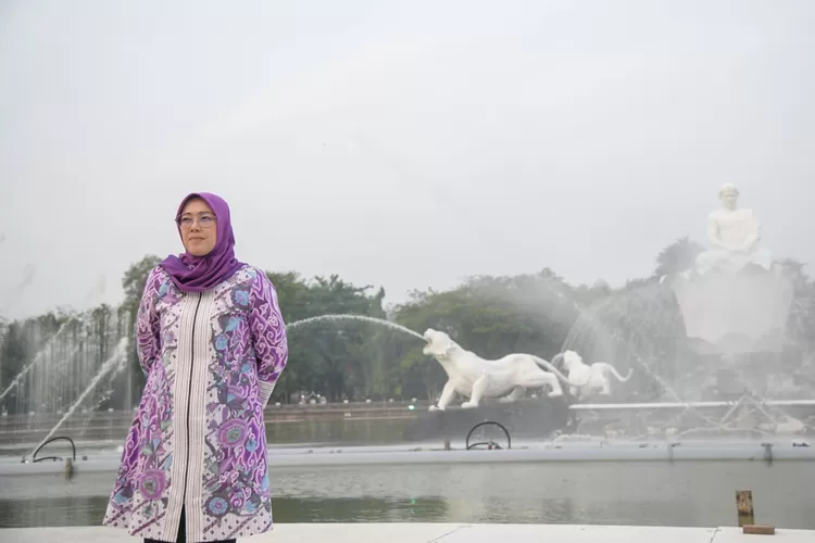 Bupati Purwakarta Anne Ratna Mustika pastikan pertunjukan Air Mancur Sri Baduga bakal digelar Agustus 2023. (Diskominfo Purwakarta)