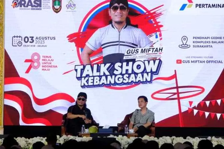Gus Miftah bersama Wali Kota Solo Gibran Rakabuming Raka dalam Talk Show Kebangsaan (Endang Kusumastuti)