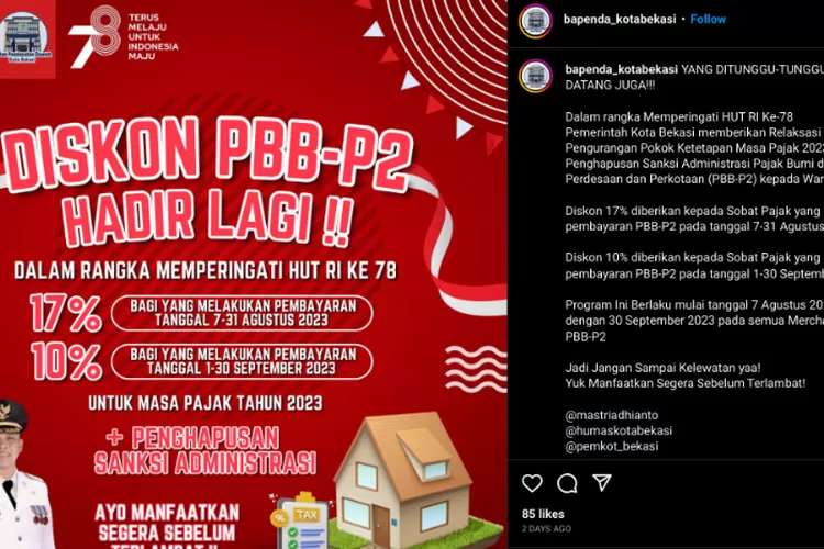 Pemkot Bekasi Berikan Diskon PBB-P2 Dan Kemudahan Pembayaran Pajak Guna ...