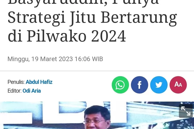 Jepala Dinas Perkim Sumsel H Basyaruddin protes dirinya diberitakan sebagai bakal calon walikota Palembang  (tangkap layar sripoku.com)